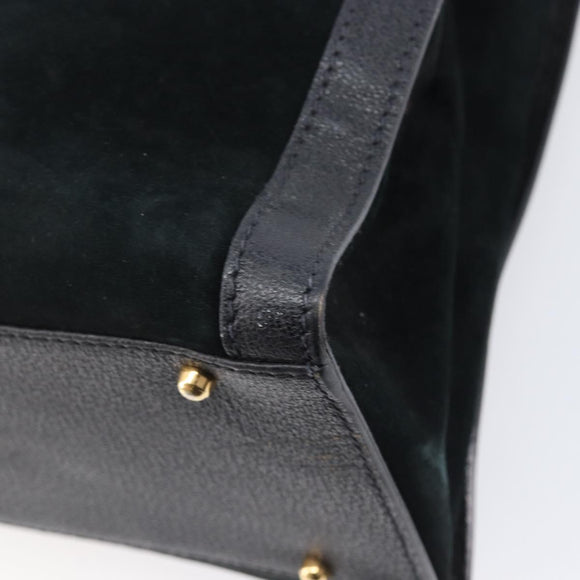 GUCCI Bamboo Hand Bag Suede Black Gold Tone 002 2853 0260 0 Auth ep15934