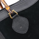 GUCCI Bamboo Hand Bag Suede Black Gold Tone 002 2853 0260 0 Auth ep15934-18