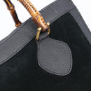 GUCCI Bamboo Hand Bag Suede Black Gold Tone 002 2853 0260 0 Auth ep15934-9