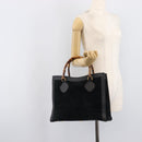 GUCCI Bamboo Hand Bag Suede Black Gold Tone 002 2853 0260 0 Auth ep15934-27