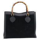 GUCCI Bamboo Hand Bag Suede Black Gold Tone 002 2853 0260 0 Auth ep15934-2