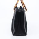 GUCCI Bamboo Hand Bag Suede Black Gold Tone 002 2853 0260 0 Auth ep15934-4