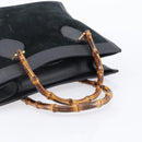 GUCCI Bamboo Hand Bag Suede Black Gold Tone 002 2853 0260 0 Auth ep15934-7