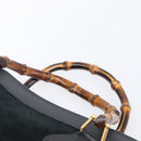 GUCCI Bamboo Hand Bag Suede Black Gold Tone 002 2853 0260 0 Auth ep15934-14