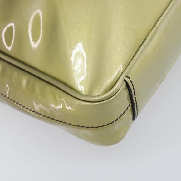 PRADA Shoulder Bag Patent leather Green Silver Auth ep15935A