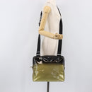 PRADA Shoulder Bag Patent leather Green Silver Auth ep15935A-26