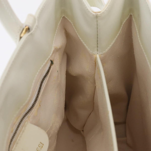 GUCCI Hand Bag Patent leather White Gold 000 2404 0503 Auth ep15939
