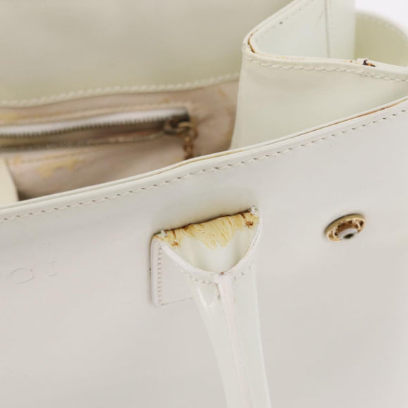 GUCCI Hand Bag Patent leather White Gold 000 2404 0503 Auth ep15939