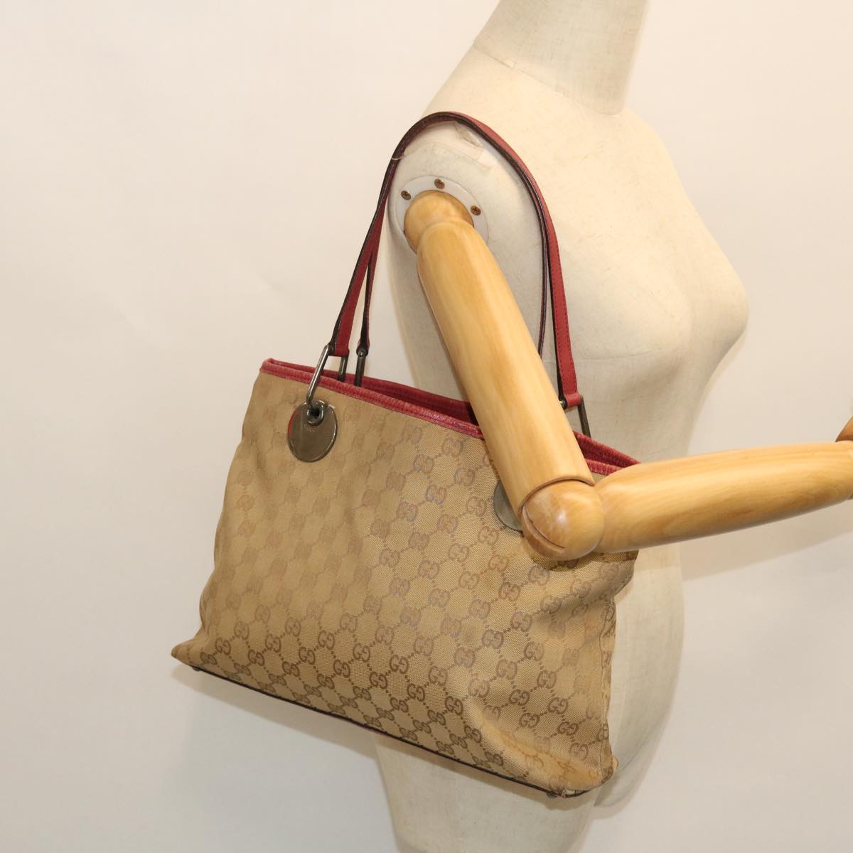 GUCCI GG Canvas Tote Bag Beige 120837 Auth ep1594