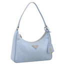 PRADA Hand Bag Nylon Light Blue Gold Auth ep15940A-1