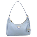 PRADA Hand Bag Nylon Light Blue Gold Auth ep15940A-2