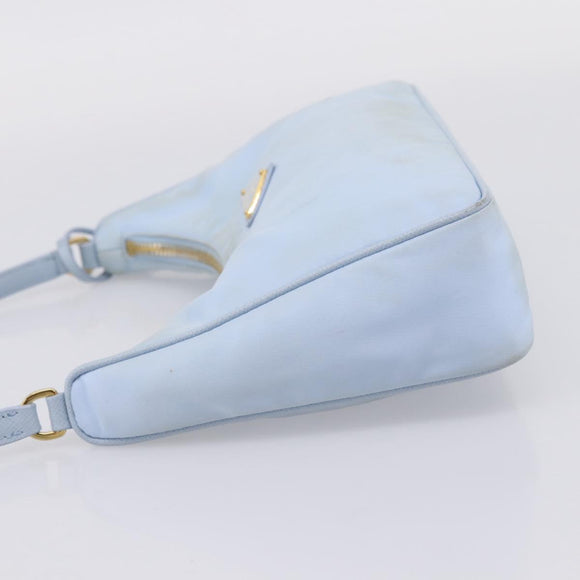 PRADA Hand Bag Nylon Light Blue Gold Auth ep15940A