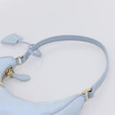 PRADA Hand Bag Nylon Light Blue Gold Auth ep15940A-8