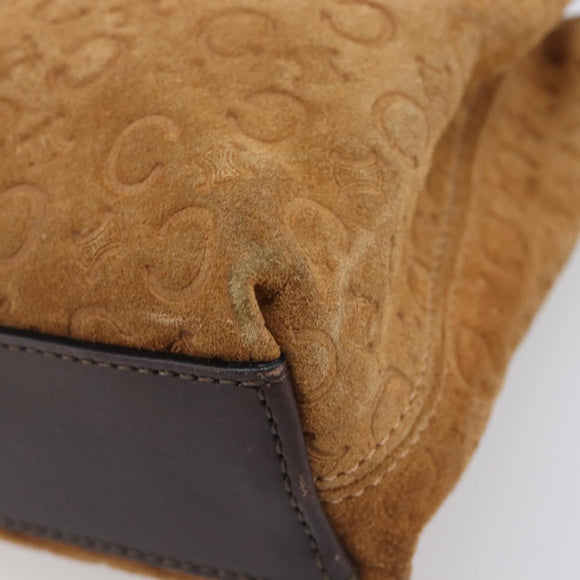 CELINE C Macadam Canvas Hand Bag Suede Brown Gold Auth ep15941