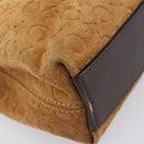 CELINE C Macadam Canvas Hand Bag Suede Brown Gold Auth ep15941-14