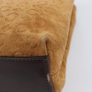 CELINE C Macadam Canvas Hand Bag Suede Brown Gold Auth ep15941-15