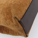 CELINE C Macadam Canvas Hand Bag Suede Brown Gold Auth ep15941-16