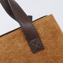 CELINE C Macadam Canvas Hand Bag Suede Brown Gold Auth ep15941-17