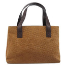 CELINE C Macadam Canvas Hand Bag Suede Brown Gold Auth ep15941-13