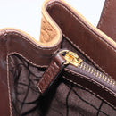CELINE C Macadam Canvas Hand Bag Suede Brown Gold Auth ep15941-21