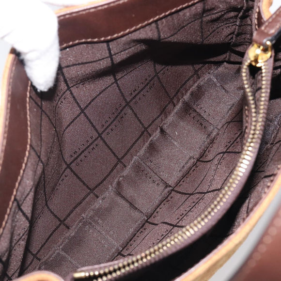 CELINE C Macadam Canvas Hand Bag Suede Brown Gold Auth ep15941