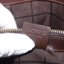 CELINE C Macadam Canvas Hand Bag Suede Brown Gold Auth ep15941-12