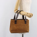 CELINE C Macadam Canvas Hand Bag Suede Brown Gold Auth ep15941-24