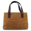 CELINE C Macadam Canvas Hand Bag Suede Brown Gold Auth ep15941-2