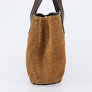 CELINE C Macadam Canvas Hand Bag Suede Brown Gold Auth ep15941-3