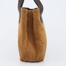 CELINE C Macadam Canvas Hand Bag Suede Brown Gold Auth ep15941-4
