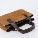 CELINE C Macadam Canvas Hand Bag Suede Brown Gold Auth ep15941-6