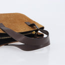 CELINE C Macadam Canvas Hand Bag Suede Brown Gold Auth ep15941-7
