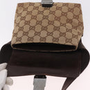 GUCCI GG Canvas Waist bag Beige Silver 131236 Auth ep15942-20