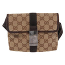 GUCCI GG Canvas Waist bag Beige Silver 131236 Auth ep15942-13