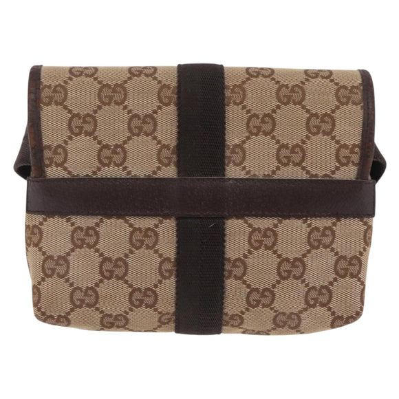GUCCI GG Canvas Waist bag Beige Silver 131236 Auth ep15942