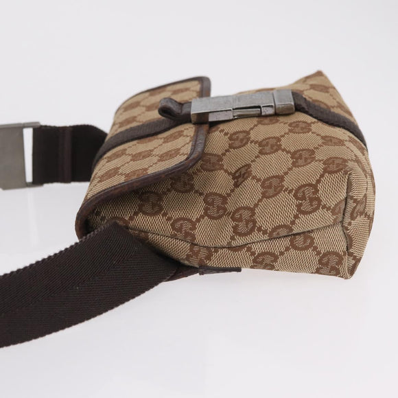 GUCCI GG Canvas Waist bag Beige Silver 131236 Auth ep15942
