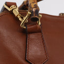 GUCCI Bamboo Hand Bag Leather 2way Brown Gold 000 1274 0290 Auth ep15945-10