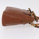GUCCI Bamboo Hand Bag Leather 2way Brown Gold 000 1274 0290 Auth ep15945-4