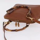 GUCCI Bamboo Hand Bag Leather 2way Brown Gold 000 1274 0290 Auth ep15945-7