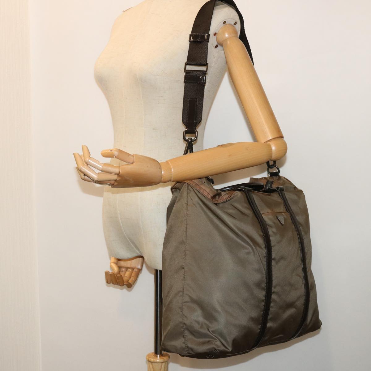 PRADA Hand Bag Nylon 2way Brown Auth ep1595