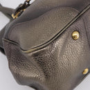 PRADA Hand Bag Leather Khaki Gold Auth ep15951-12