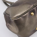 PRADA Hand Bag Leather Khaki Gold Auth ep15951-14
