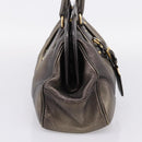 PRADA Hand Bag Leather Khaki Gold Auth ep15951-4