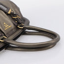 PRADA Hand Bag Leather Khaki Gold Auth ep15951-7