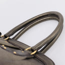 PRADA Hand Bag Leather Khaki Gold Auth ep15951-8