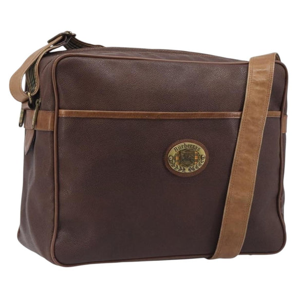 Burberrys Shoulder Bag Leather Brown Gold Auth ep15952