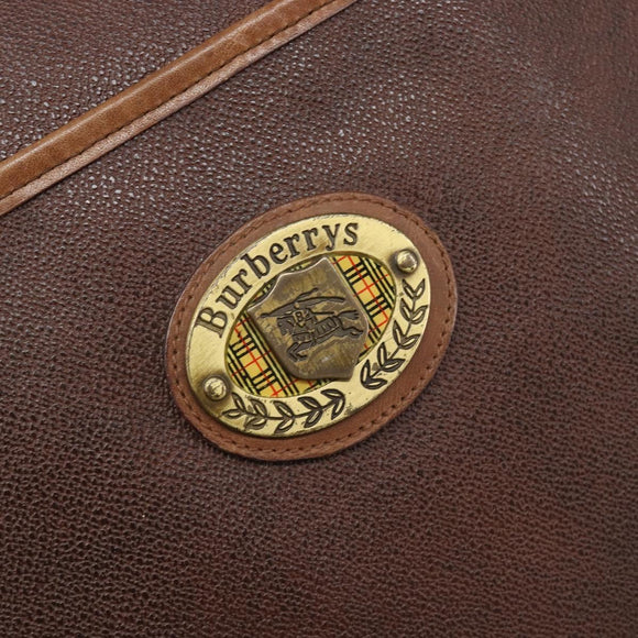 Burberrys Shoulder Bag Leather Brown Gold Auth ep15952