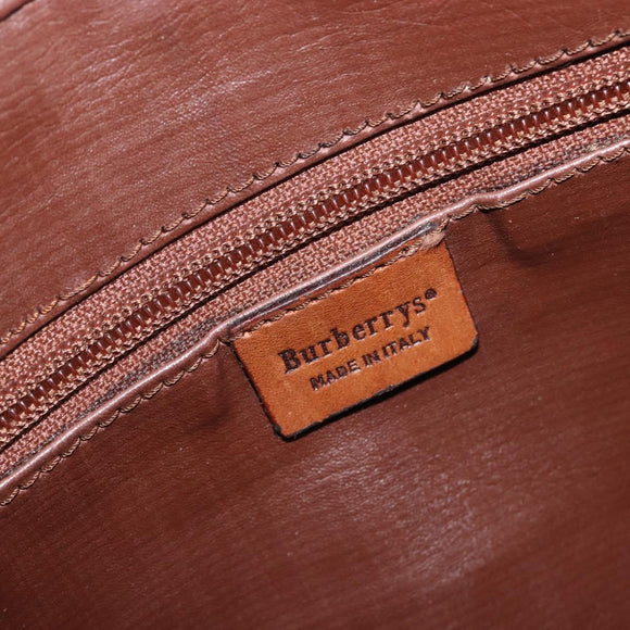 Burberrys Shoulder Bag Leather Brown Gold Auth ep15952