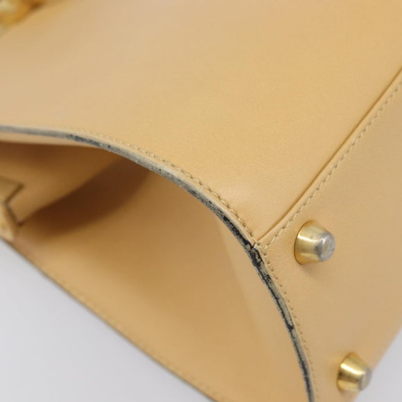 Christian Dior Hand Bag Leather Beige Gold Auth ep15958