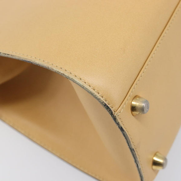 Christian Dior Hand Bag Leather Beige Gold Auth ep15958